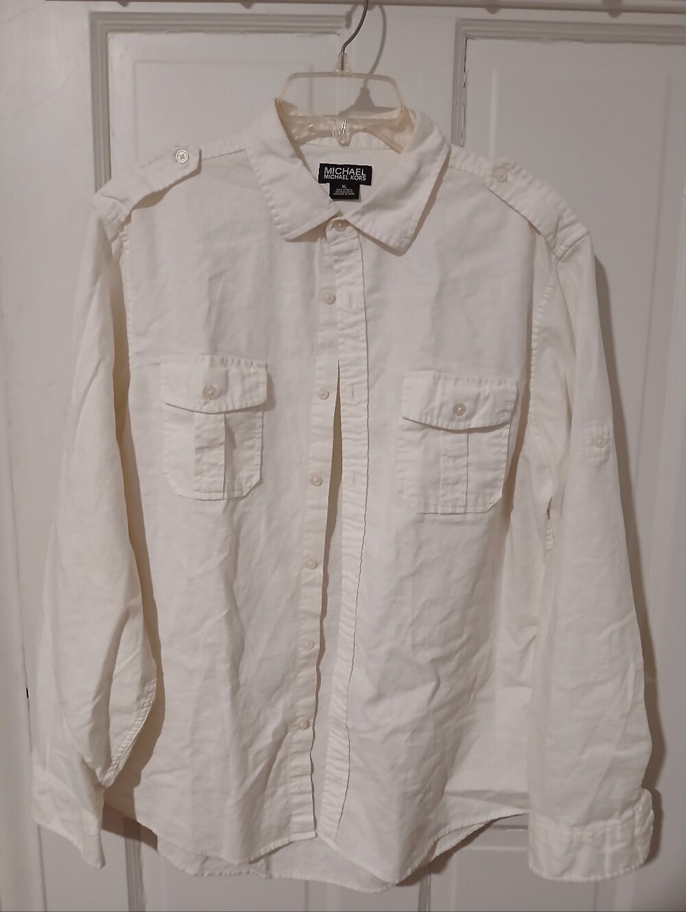 Michael Kors Mens Linen Blend Button Down Shirt